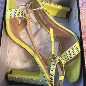 Yellow look of neon green with silver studs